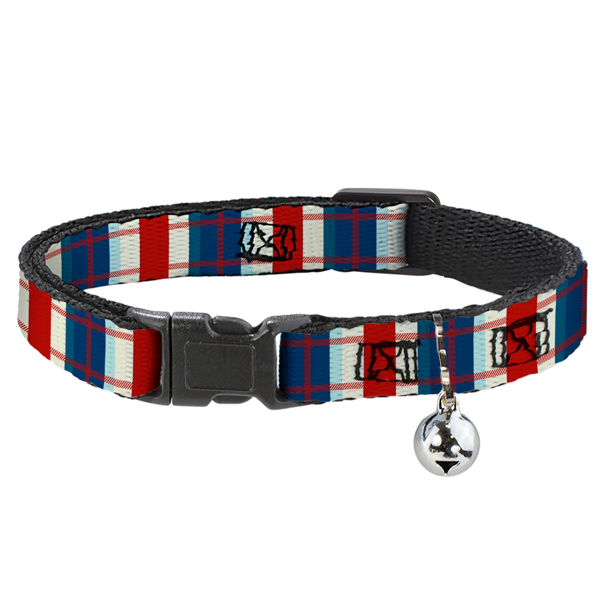 Cat Collar Breakaway - Tartan Plaid Khaki Blues Red Breakaway Cat Collars Buckle-Down