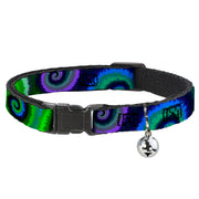 Cat Collar Breakaway - Tie Dye Swirl Green Blue Purple Breakaway Cat Collars Buckle-Down