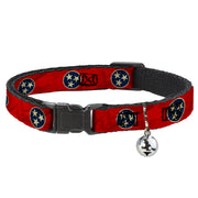 Cat Collar Breakaway - Tennessee Flag Stars CLOSE-UP Distressed Breakaway Cat Collars Buckle-Down