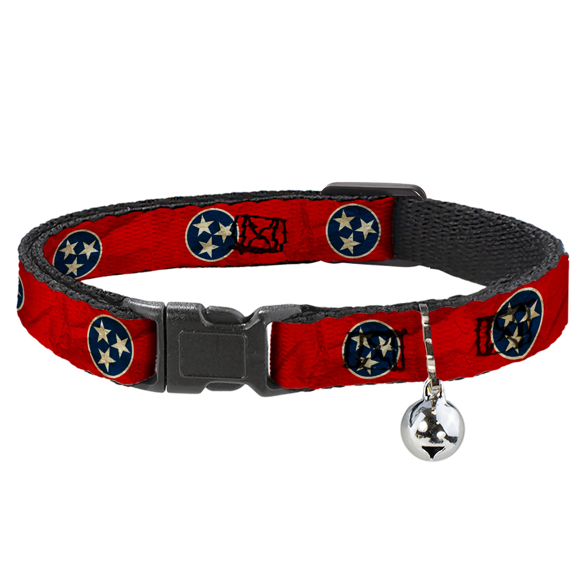 Cat Collar Breakaway - Tennessee Flag Stars CLOSE-UP Distressed Breakaway Cat Collars Buckle-Down