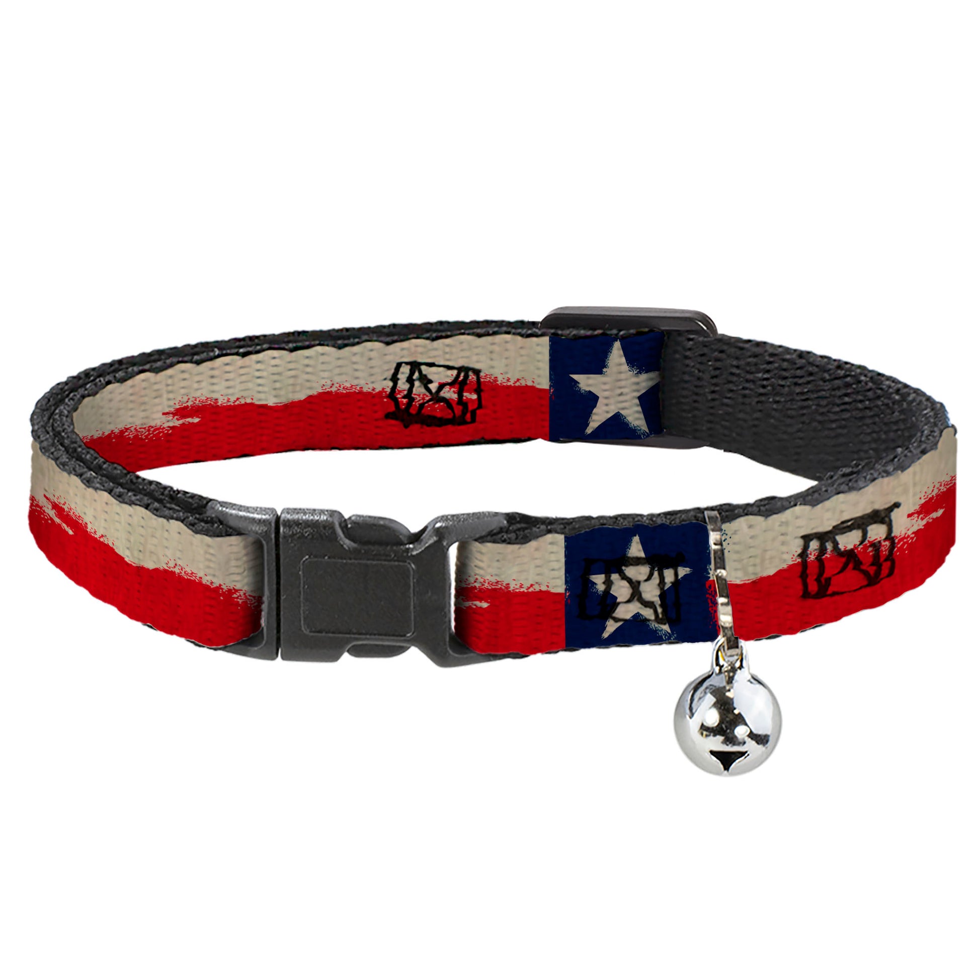 Cat Collar Breakaway - Texas Flag CLOSE-UP Distressed Painting Breakaway Cat Collars Buckle-Down