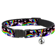 Cat Collar Breakaway - Unicorns Rainbow Swirl Black Breakaway Cat Collars Buckle-Down