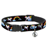 Cat Collar Breakaway - Unicorns Rainbows Stars Black Breakaway Cat Collars Buckle-Down