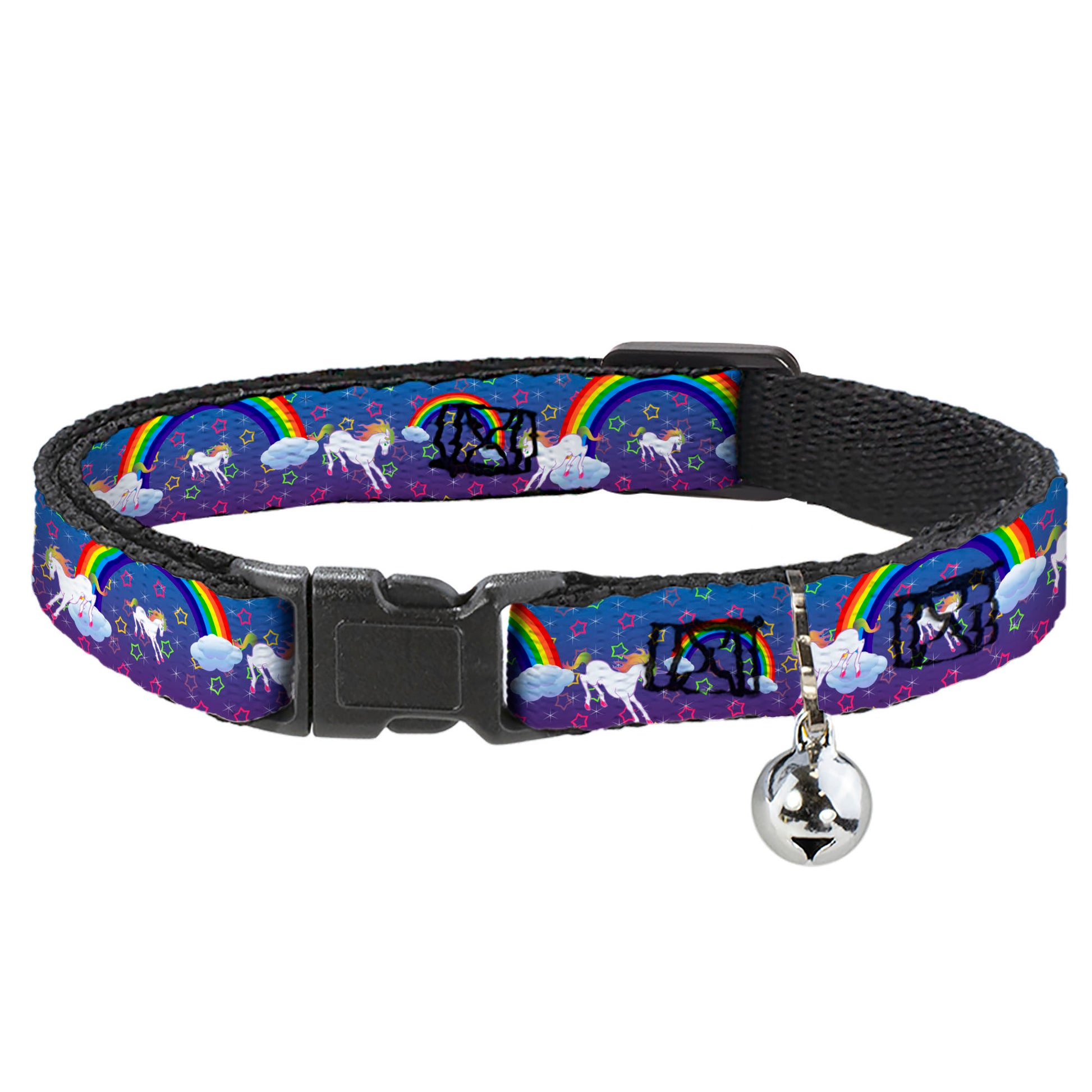 Cat Collar Breakaway - Unicorns Rainbows Stars Blue Purple Breakaway Cat Collars Buckle-Down