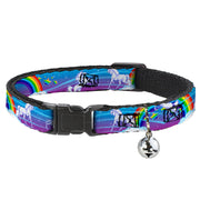 Cat Collar Breakaway - Unicorns Rainbows Stars Blue Rainbow White Breakaway Cat Collars Buckle-Down