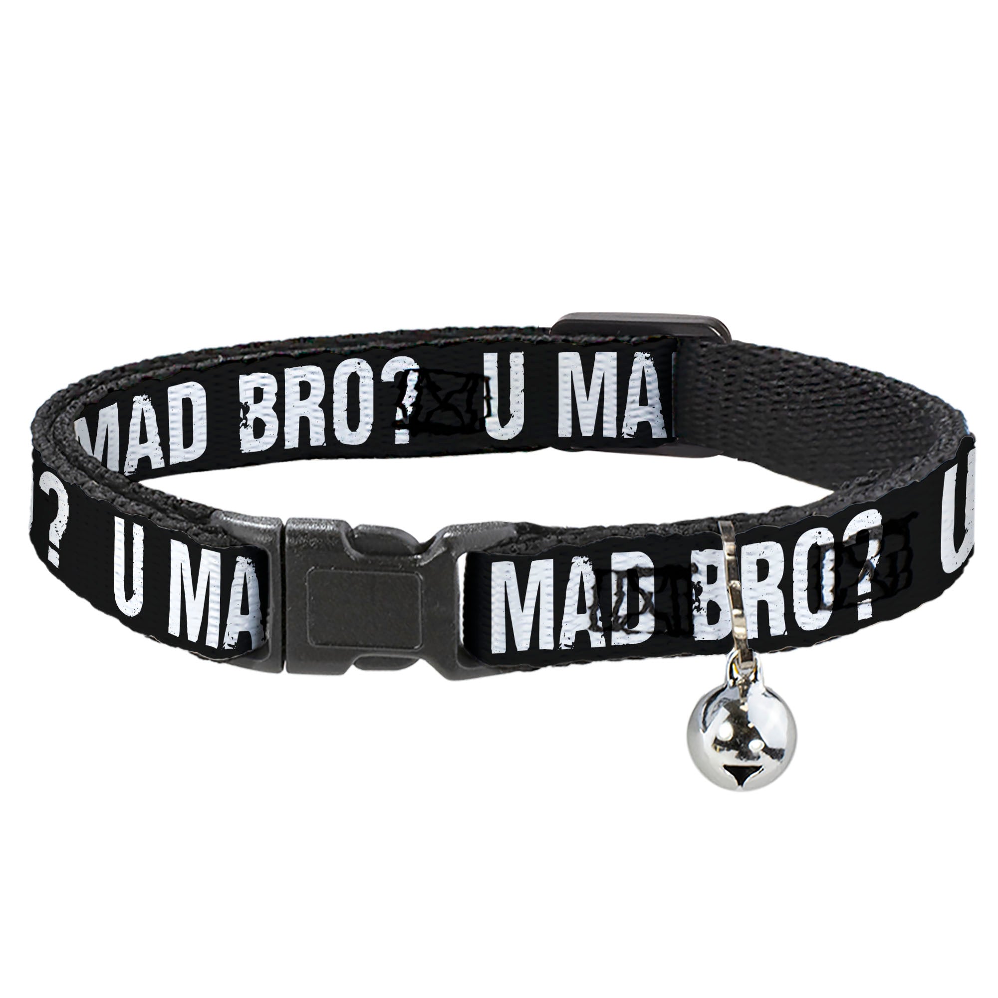 Cat Collar Breakaway - U MAD BRO? Black White Breakaway Cat Collars Buckle-Down