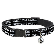 Cat Collar Breakaway - Union Jack Distressed Black White Breakaway Cat Collars Buckle-Down