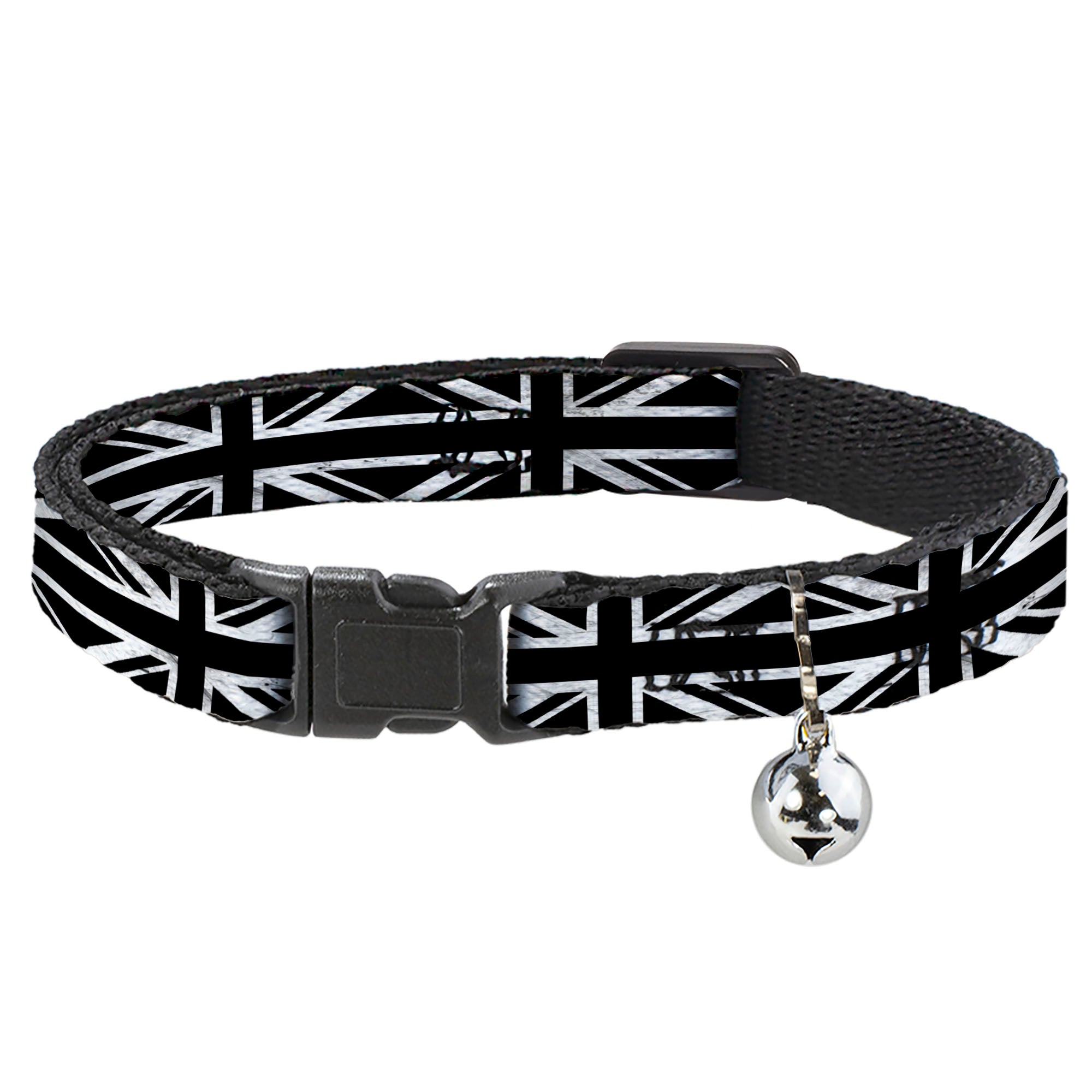 Cat Collar Breakaway - Union Jack Distressed Black White Breakaway Cat Collars Buckle-Down