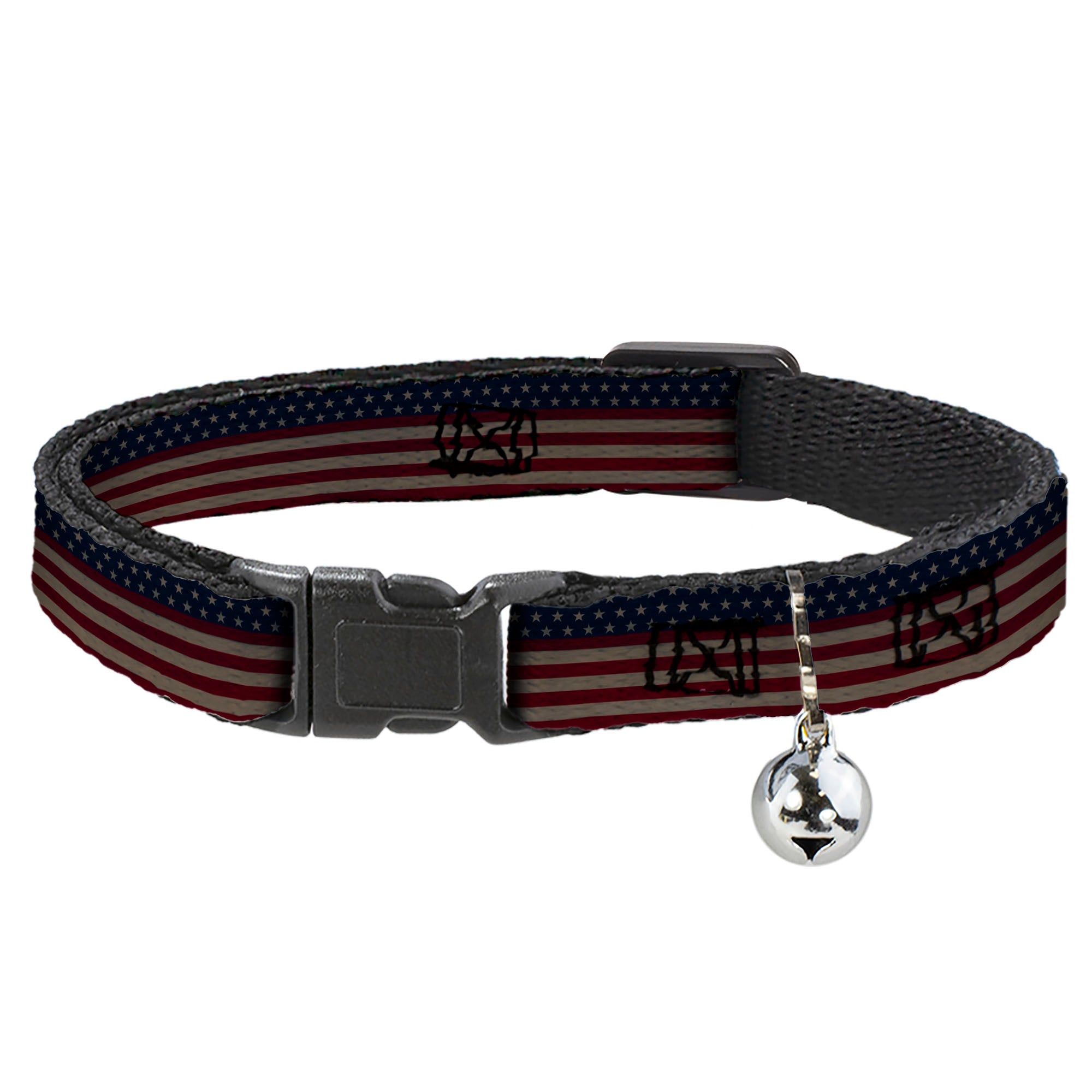 Cat Collar Breakaway - United States Flag Stars & Stripes Distressed Breakaway Cat Collars Buckle-Down