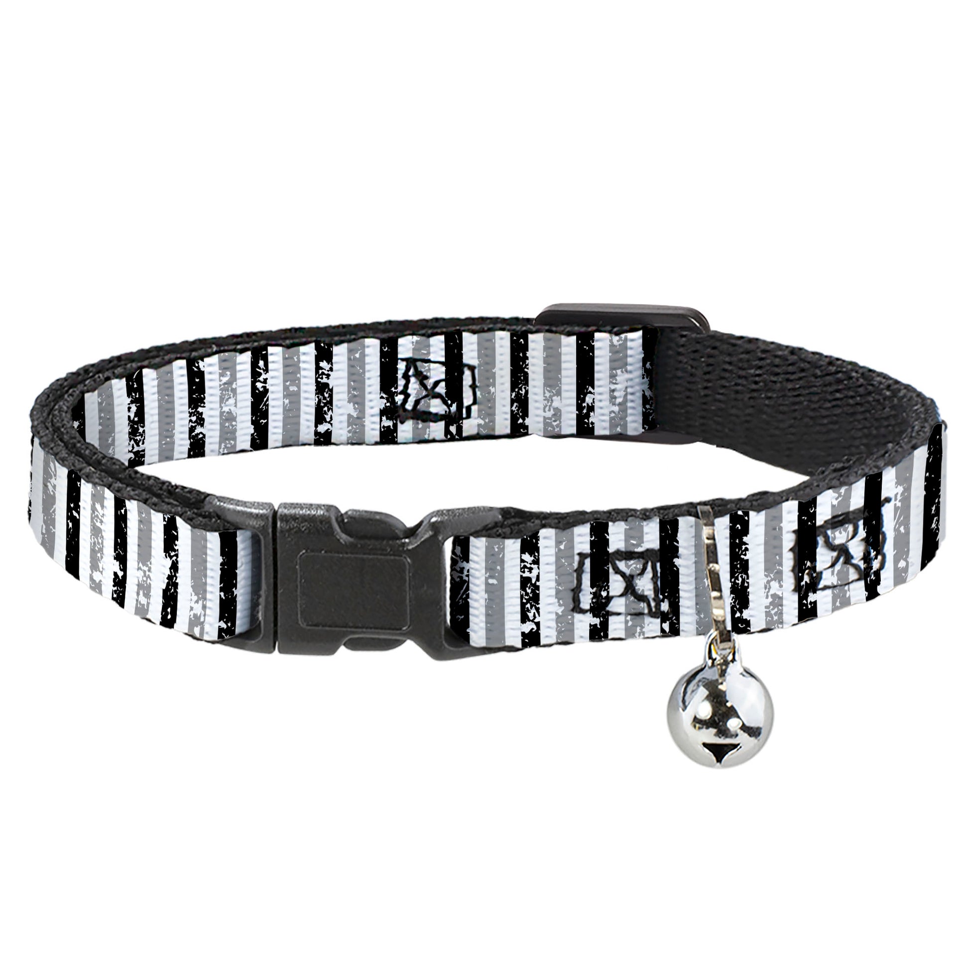 Cat Collar Breakaway - Vertical Stripes White Black Gray Breakaway Cat Collars Buckle-Down