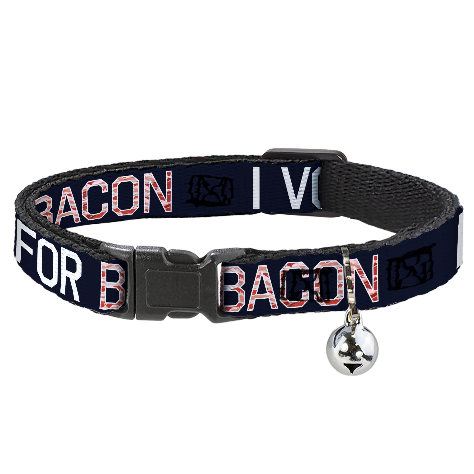 Cat Collar Breakaway - VOTE FOR BACON Black White Bacon Breakaway Cat Collars Buckle-Down