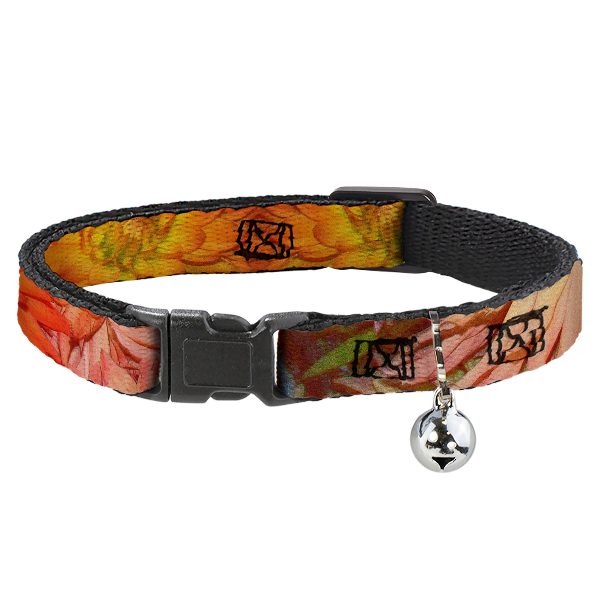 Cat Collar Breakaway - Vivid Floral Collage Orange-Pinks Breakaway Cat Collars Buckle-Down
