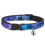 Cat Collar Breakaway - Vivid Floral Collage3 Blues Purples Breakaway Cat Collars Buckle-Down