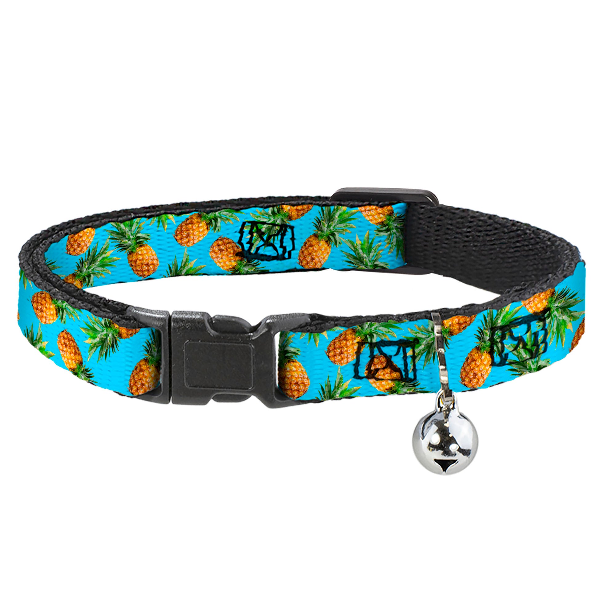 Cat Collar Breakaway - Vivid Pineapples Scattered Blue Breakaway Cat Collars Buckle-Down