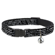 Cat Collar Breakaway - Verbiage Destination Cities Black White Breakaway Cat Collars Buckle-Down