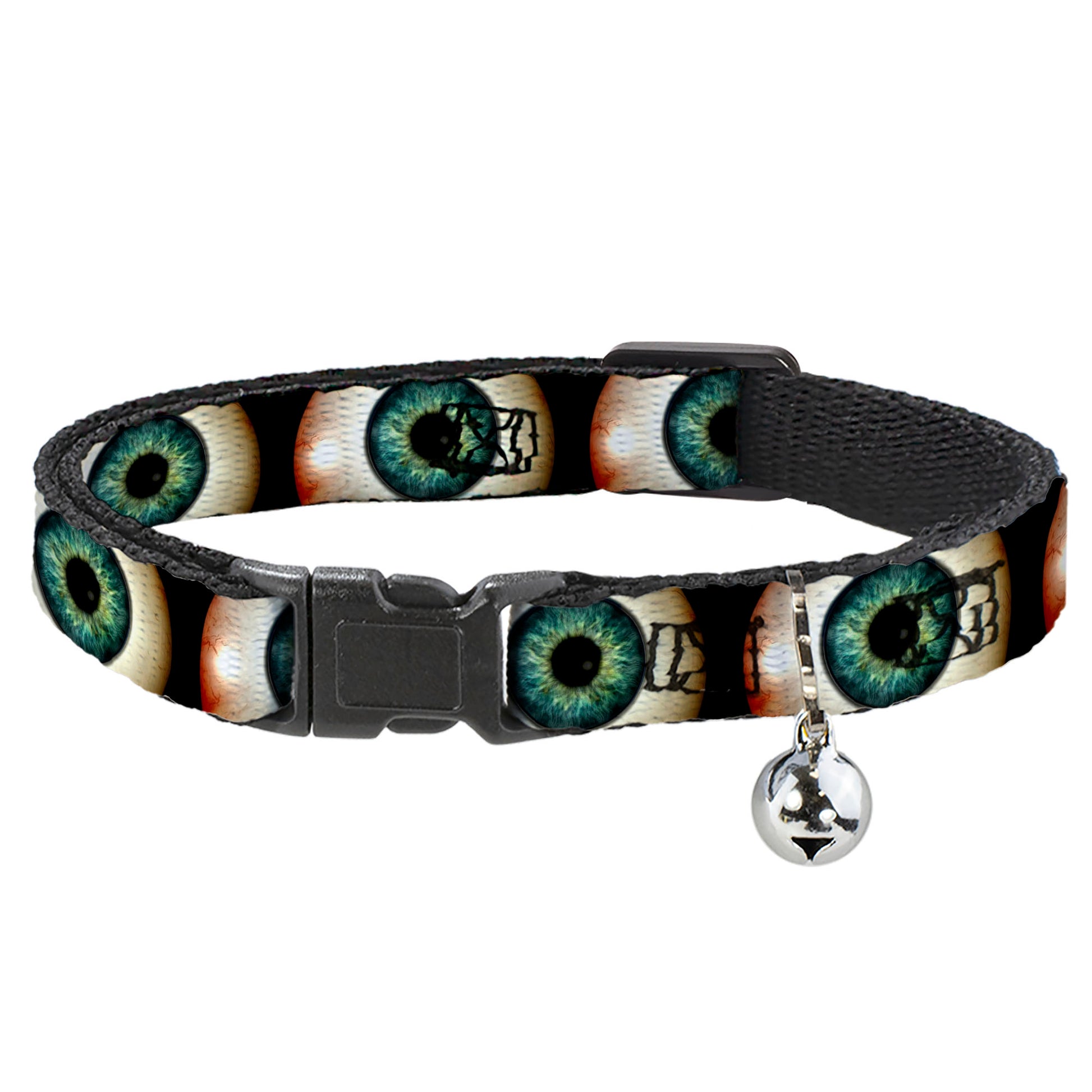 Cat Collar Breakaway - Vivid Blue Eyeball Black Breakaway Cat Collars Buckle-Down
