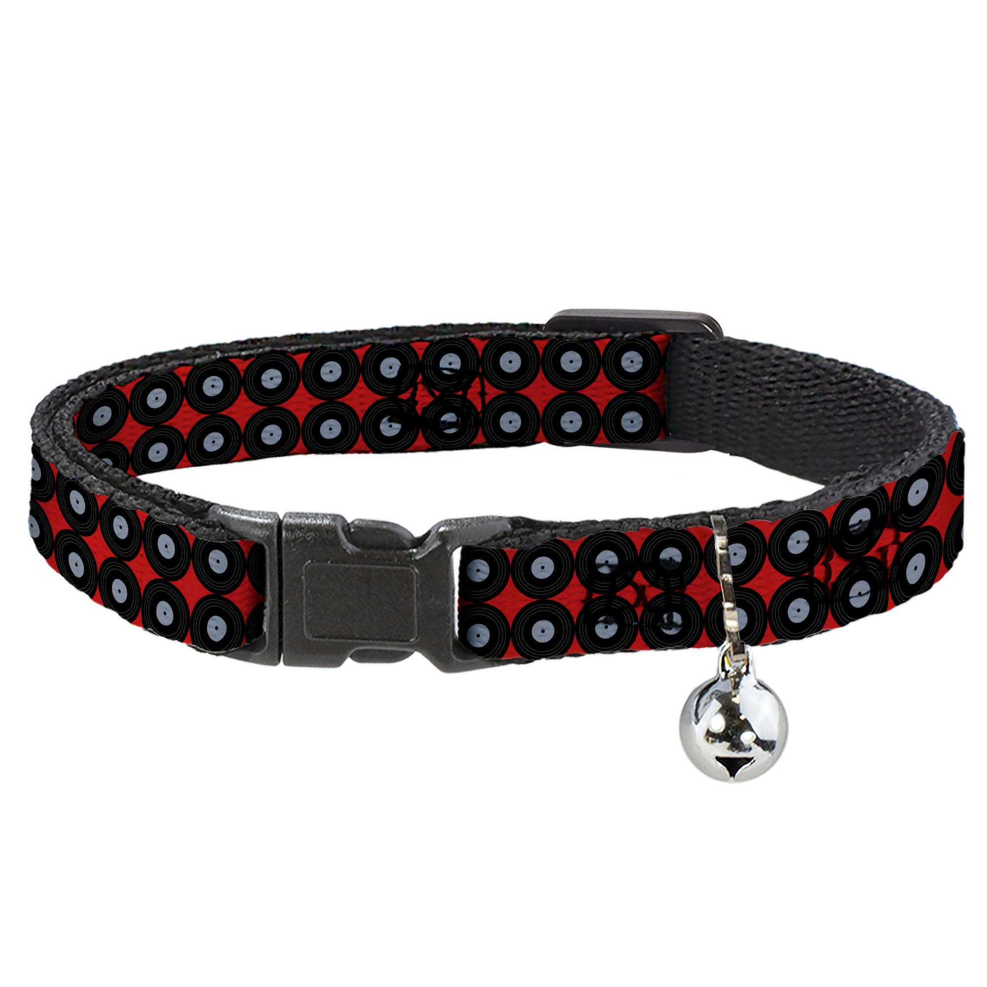 Cat Collar Breakaway - Vinyl Records 2-Stripe Red Black Gray Breakaway Cat Collars Buckle-Down