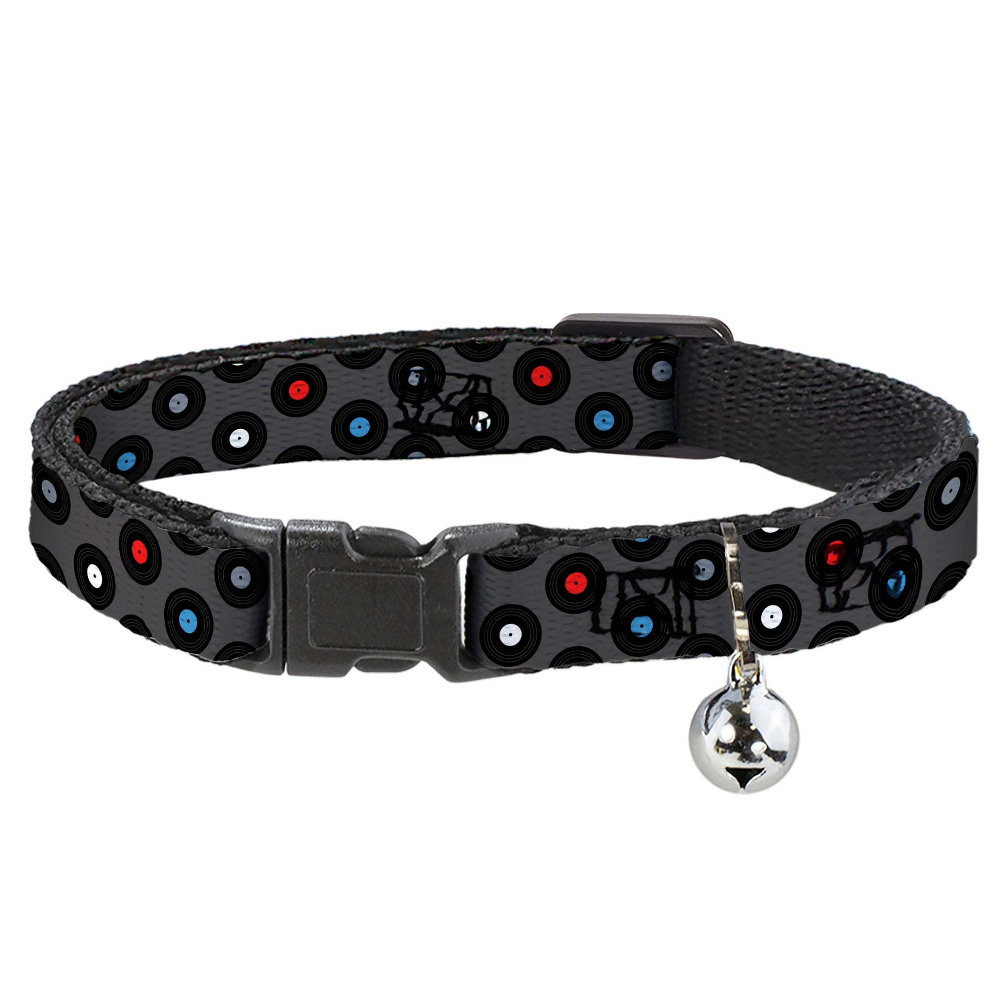 Cat Collar Breakaway - Vinyl Records Gray Black Red Blue White Breakaway Cat Collars Buckle-Down