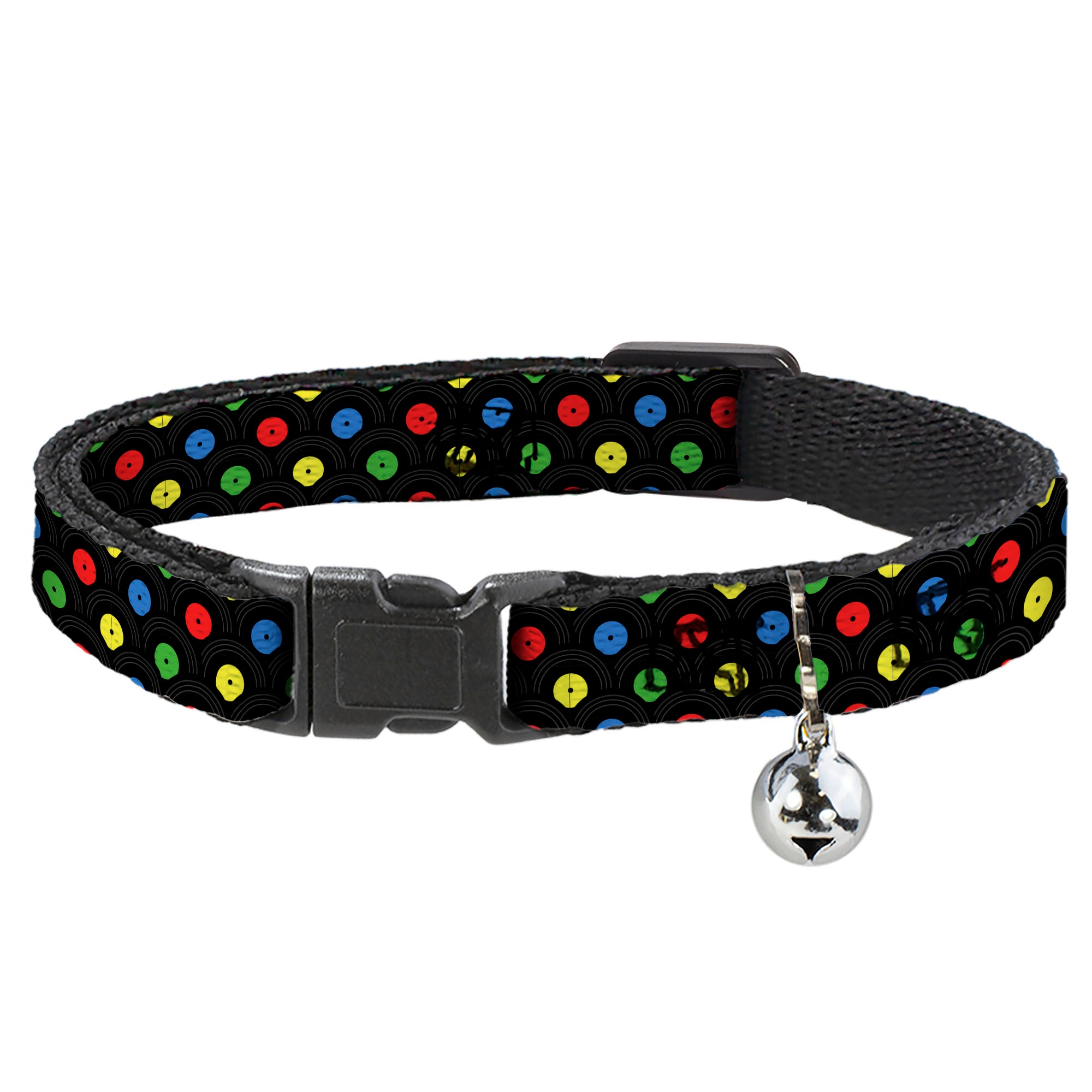 Cat Collar Breakaway - Vinyl Records Stacked Black Gray Multi Color Breakaway Cat Collars Buckle-Down