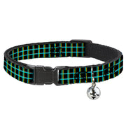 Cat Collar Breakaway - Wire Grid Black Turquoise Yellow Breakaway Cat Collars Buckle-Down
