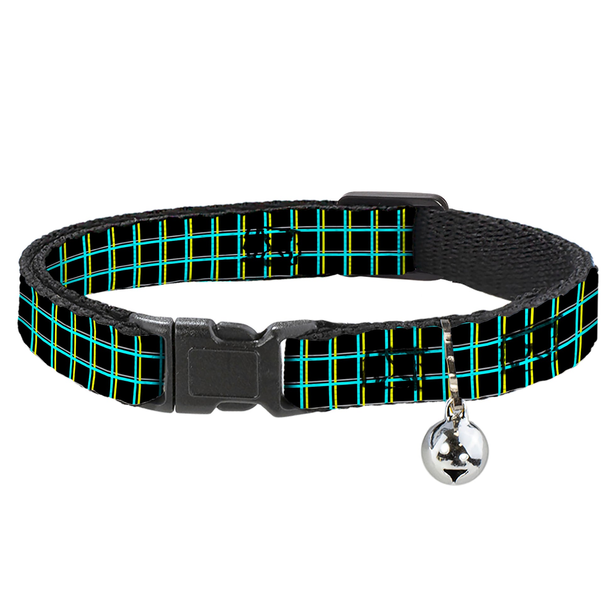 Cat Collar Breakaway - Wire Grid Black Turquoise Yellow Breakaway Cat Collars Buckle-Down