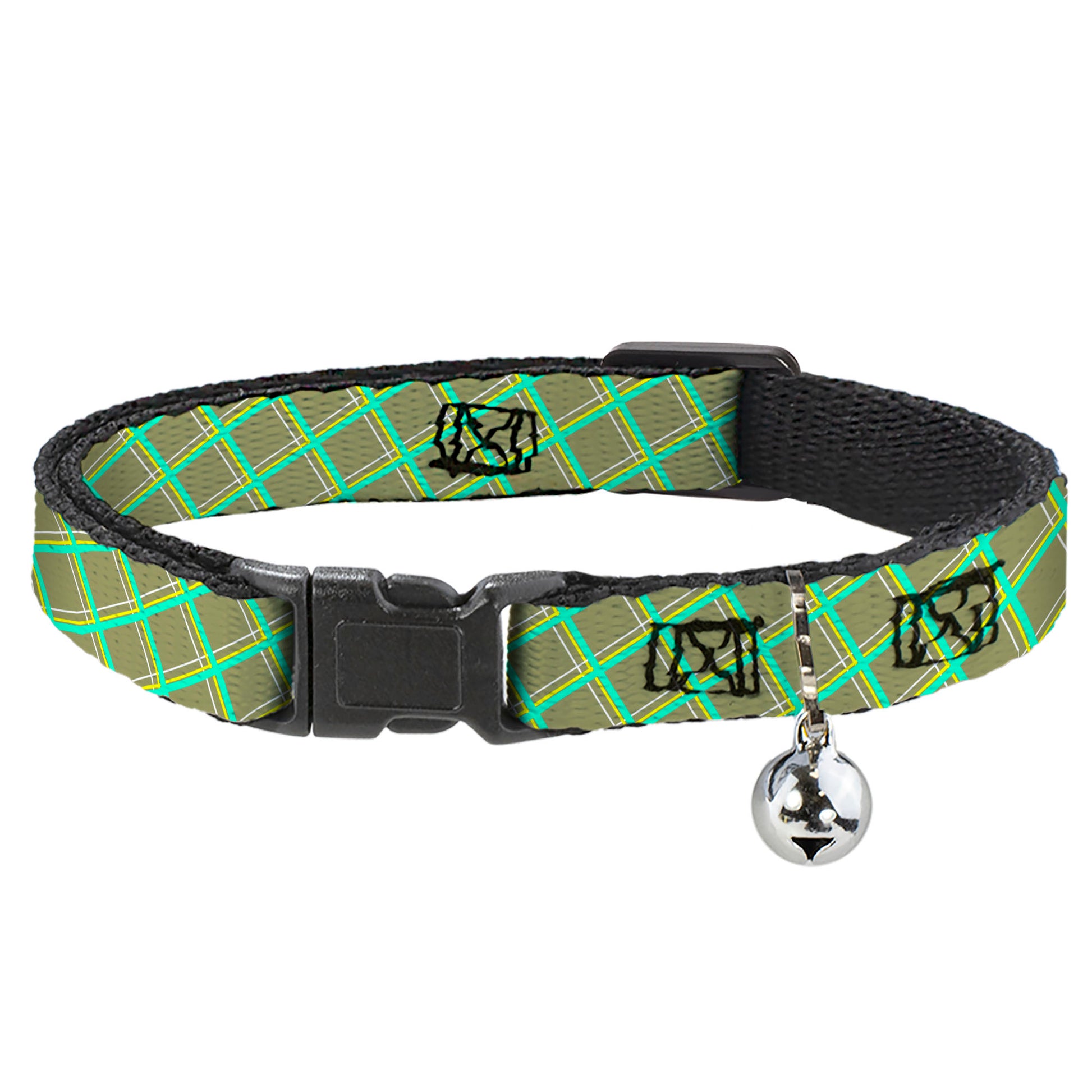 Cat Collar Breakaway - Wire Grid Tan Green Yellow Breakaway Cat Collars Buckle-Down