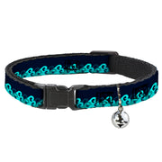Cat Collar Breakaway - Waves Navy Blue Shades Breakaway Cat Collars Buckle-Down