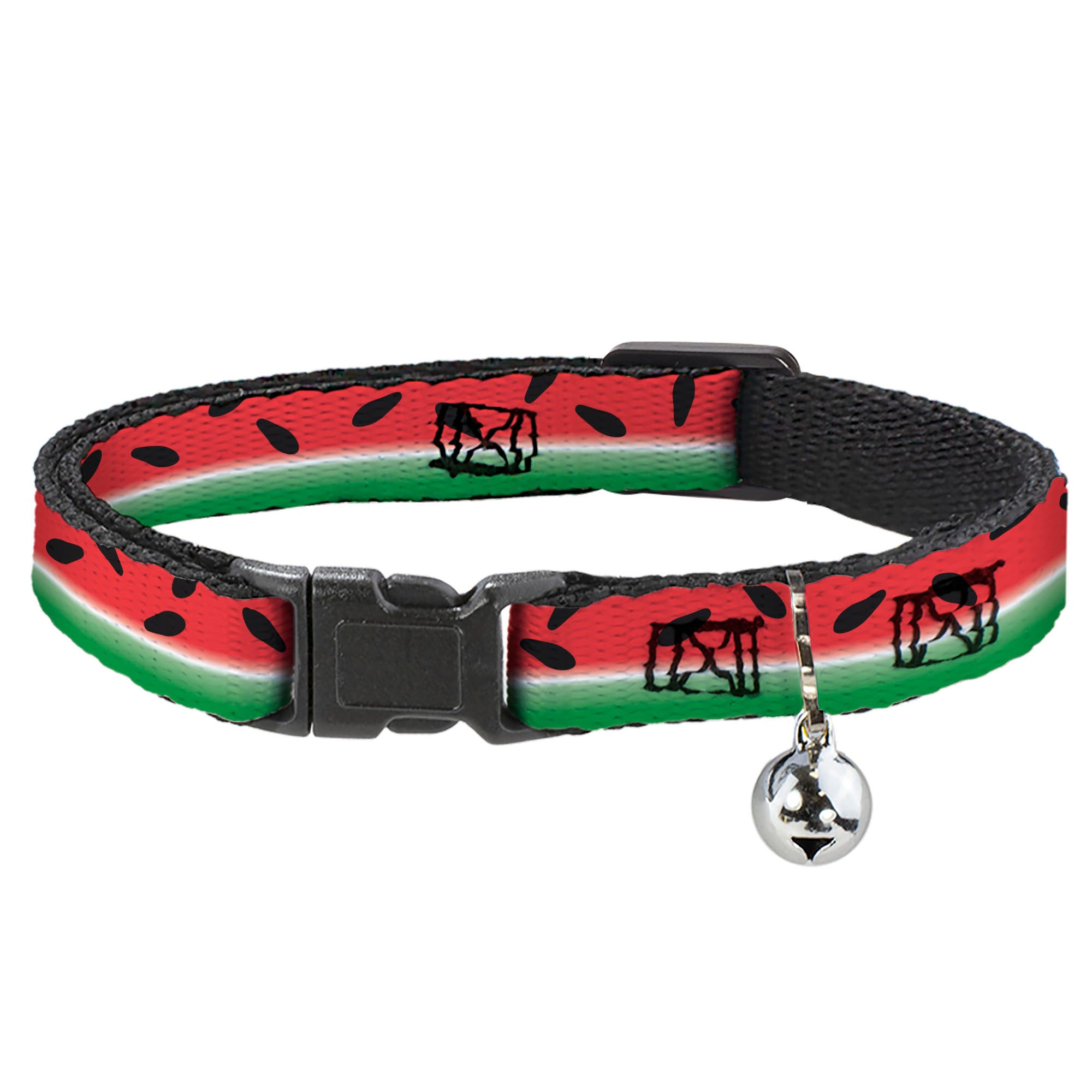 Cat Collar Breakaway - Watermelon Stripe Red Green Black Breakaway Cat Collars Buckle-Down