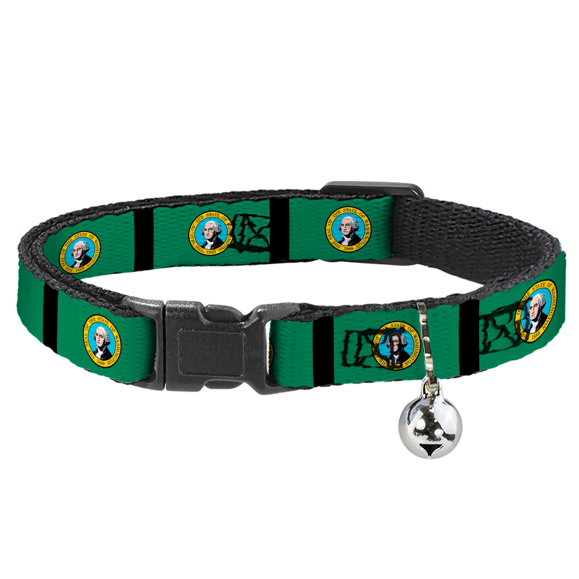 Cat Collar Breakaway - Washington Flags Black Breakaway Cat Collars Buckle-Down