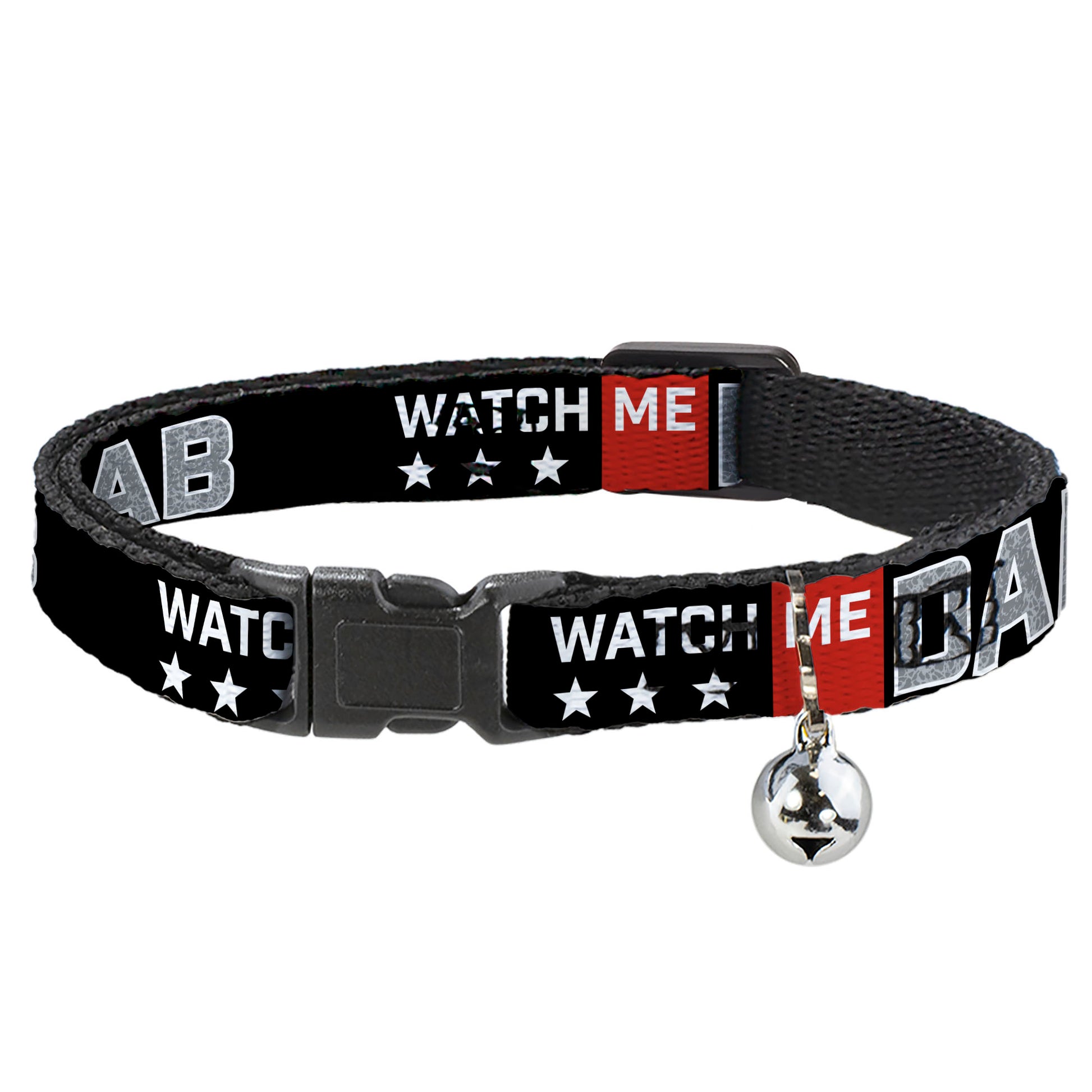 Cat Collar Breakaway - WATCH ME DAB Stars Black Red White Crackle Gray Breakaway Cat Collars Buckle-Down
