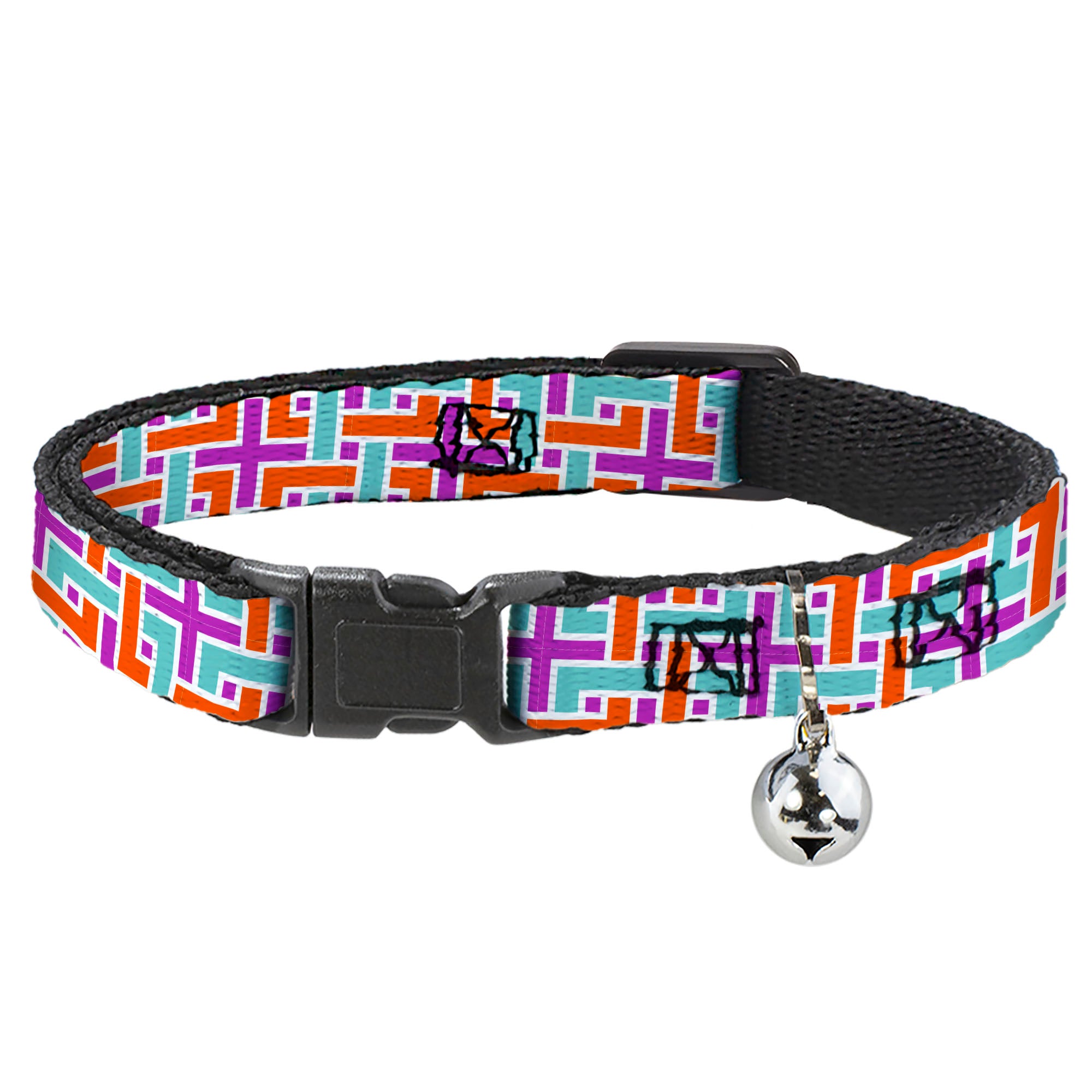 Cat Collar Breakaway with Bell - Weave CLOSE-UP White Pink Orange Aqua Breakaway Cat Collars Buckle-Down