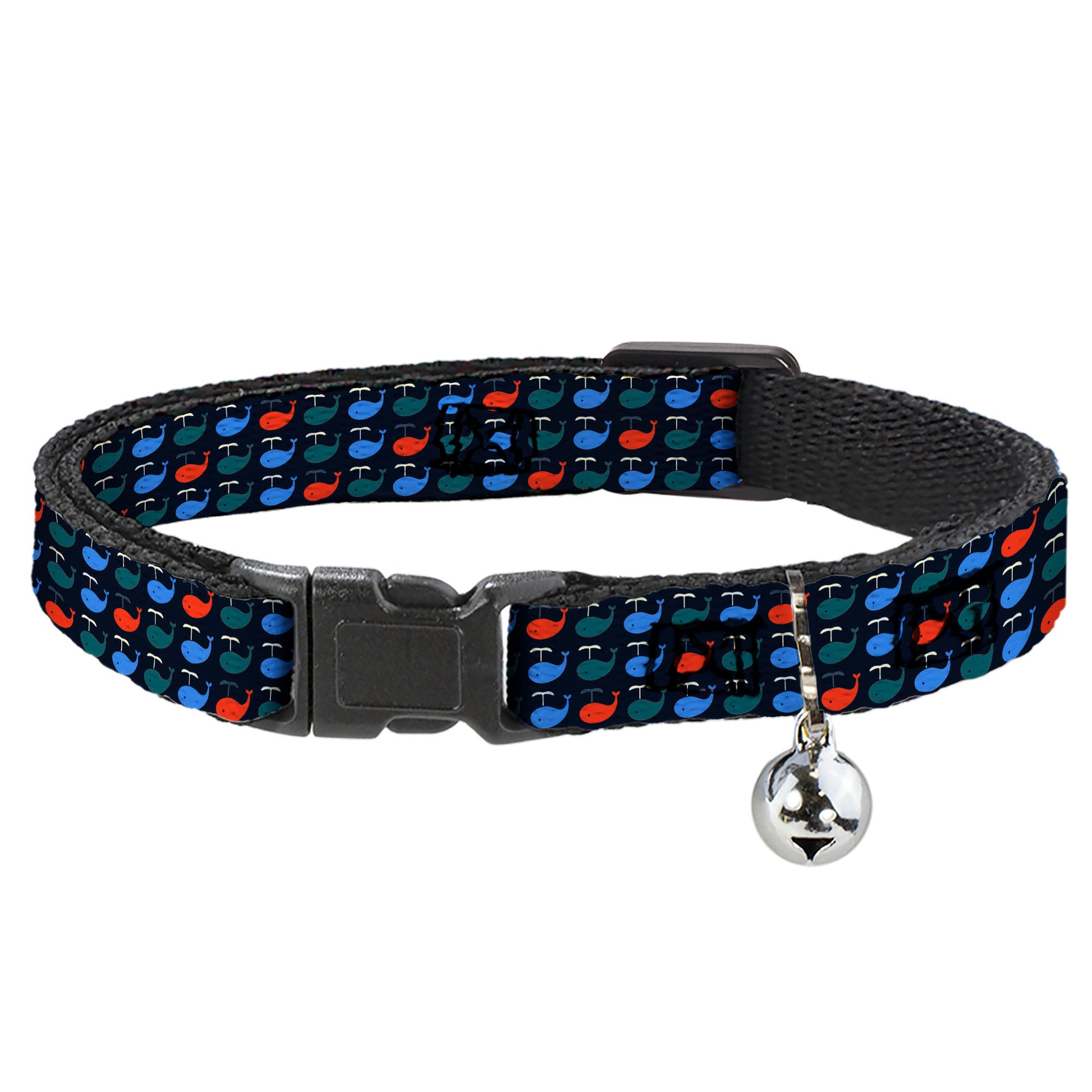 Cat Collar Breakaway - Whales Navy Green Blue Red Breakaway Cat Collars Buckle-Down