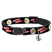 Cat Collar Breakaway - Bacon & Eggs Black Breakaway Cat Collars Buckle-Down
