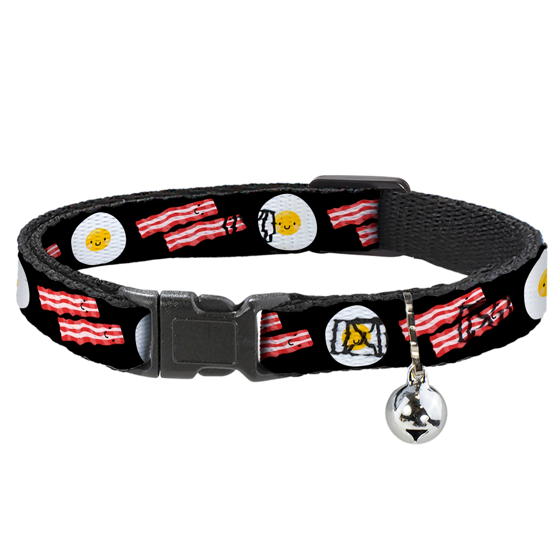 Cat Collar Breakaway - Bacon & Eggs Black Breakaway Cat Collars Buckle-Down