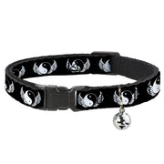 Cat Collar Breakaway - Yin Yang w Wings Black White Breakaway Cat Collars Buckle-Down