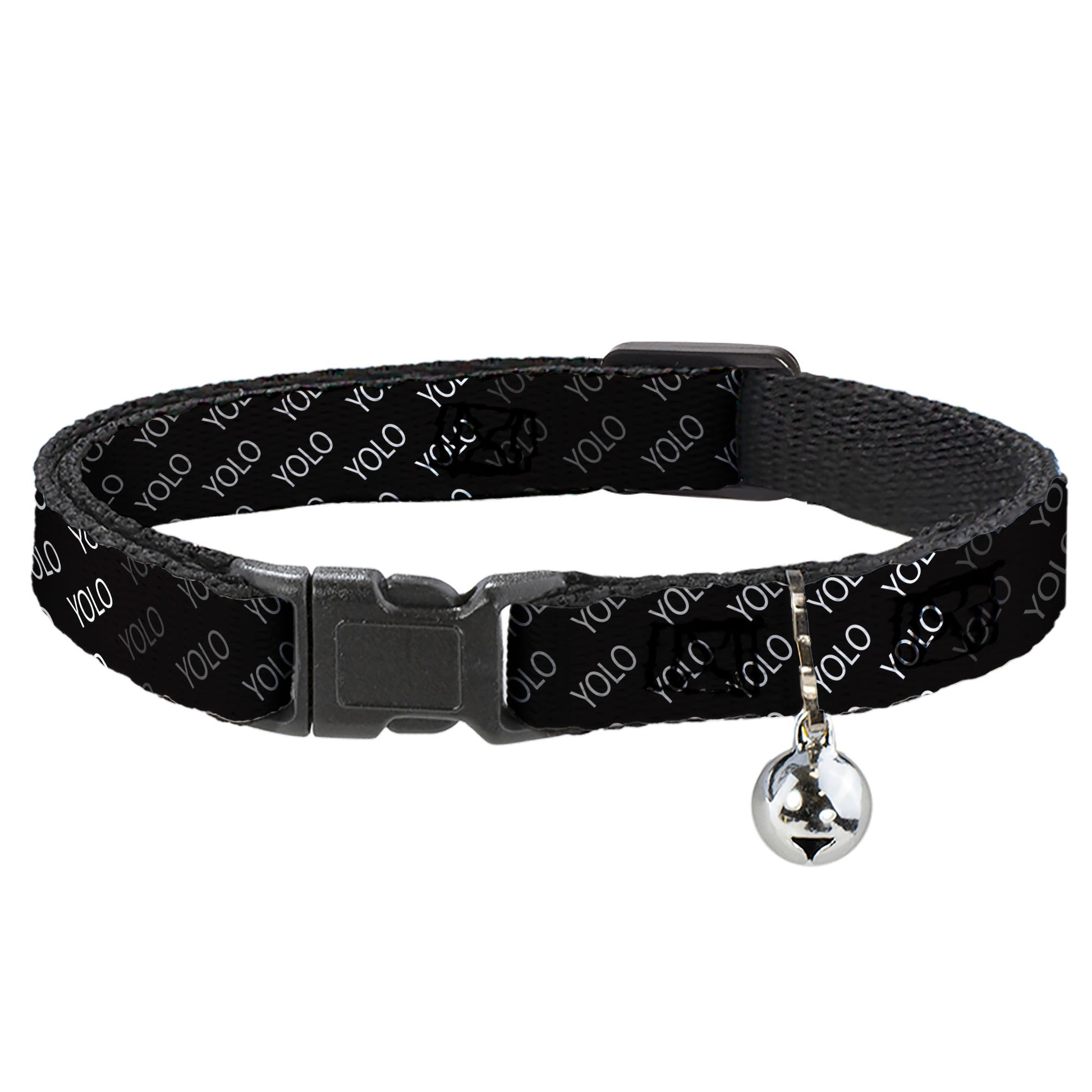 Cat Collar Breakaway - YOLO Diagonal Black Gray White Breakaway Cat Collars Buckle-Down