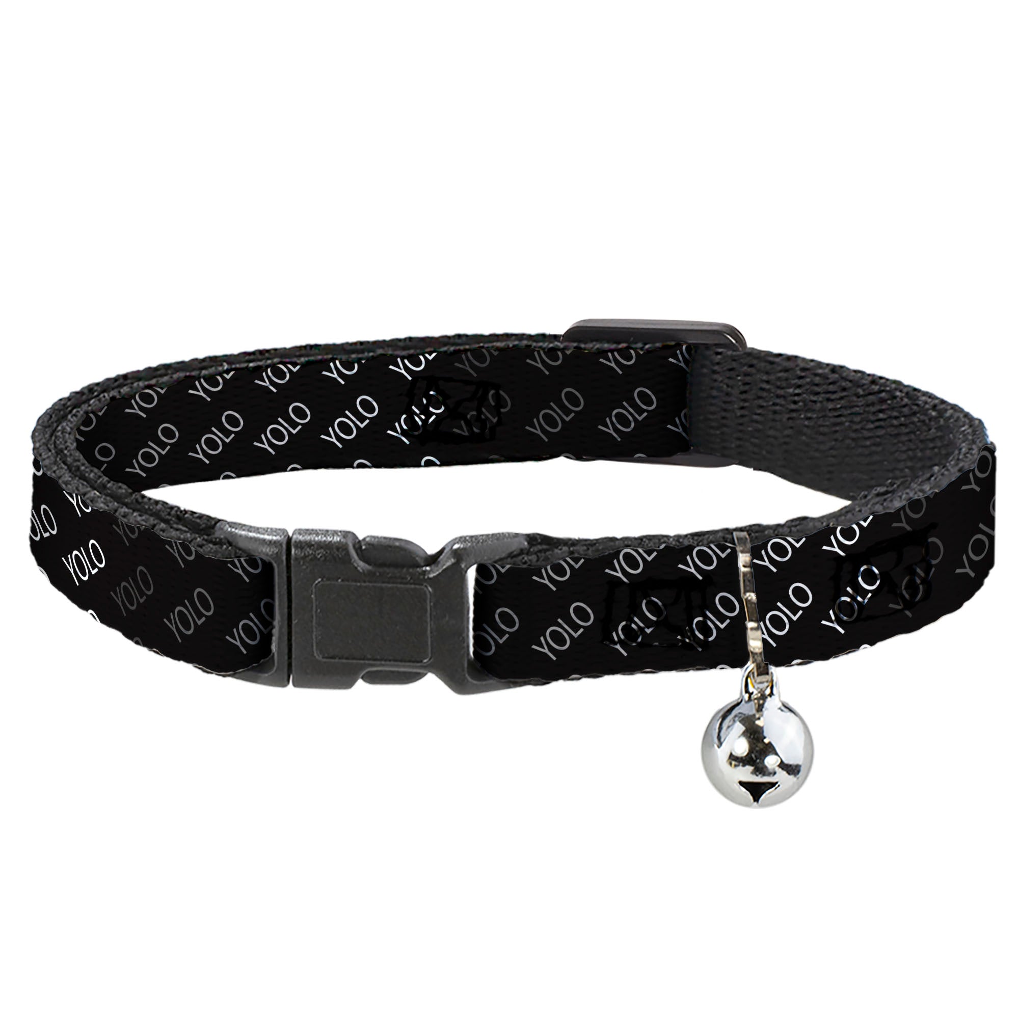 Cat Collar Breakaway - YOLO Diagonal Black Gray White Breakaway Cat Collars Buckle-Down