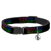 Cat Collar Breakaway - YOUNG WILD AND FREE Outline Black Multi Neon Breakaway Cat Collars Buckle-Down