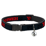 Cat Collar Breakaway with Bell - YAHWEH Text Navy Blue Red Breakaway Cat Collars Buckle-Down