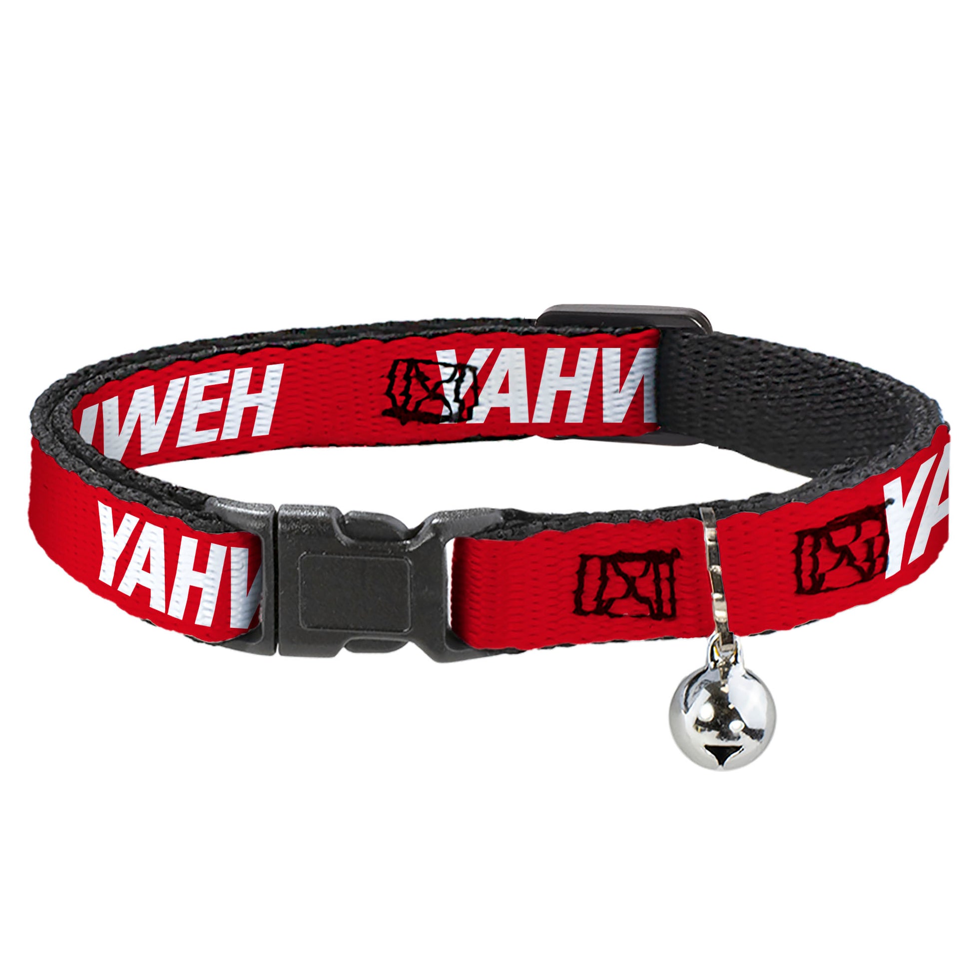 Cat Collar Breakaway with Bell - YAHWEH Text Red White Breakaway Cat Collars Buckle-Down