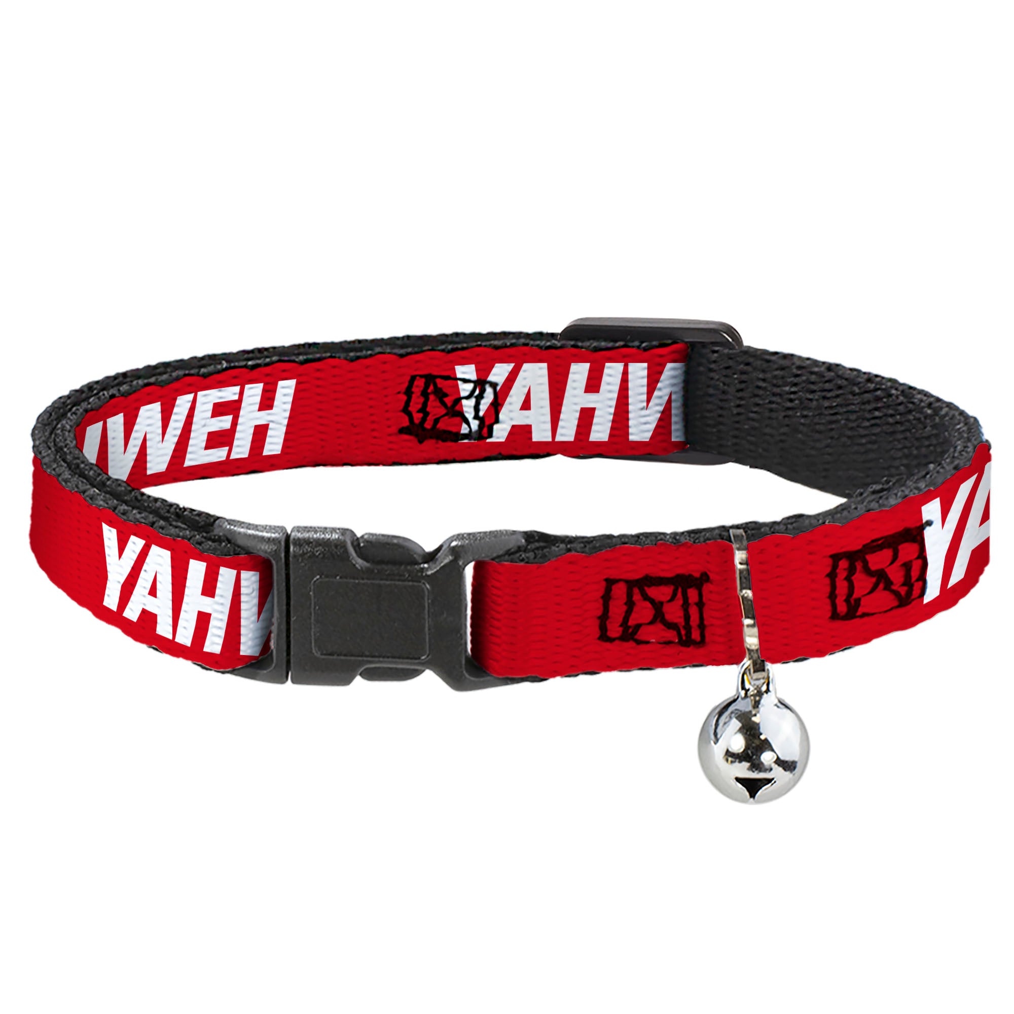 Cat Collar Breakaway with Bell - YAHWEH Text Red White Breakaway Cat Collars Buckle-Down