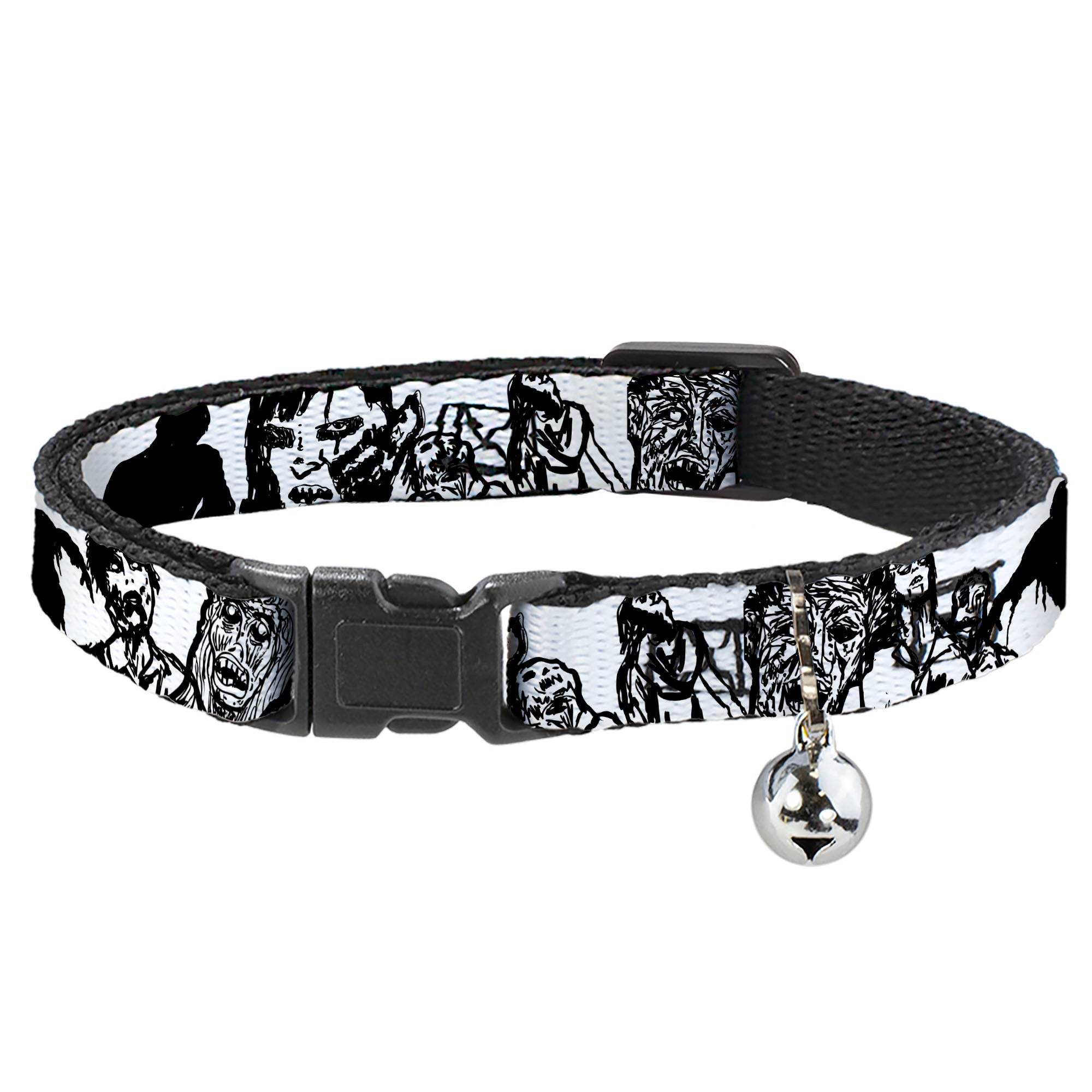 Cat Collar Breakaway - Zombies White Black Breakaway Cat Collars Buckle-Down
