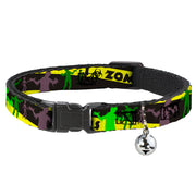 Cat Collar Breakaway - Zombies Biohazard Black Yellow Green Breakaway Cat Collars Buckle-Down