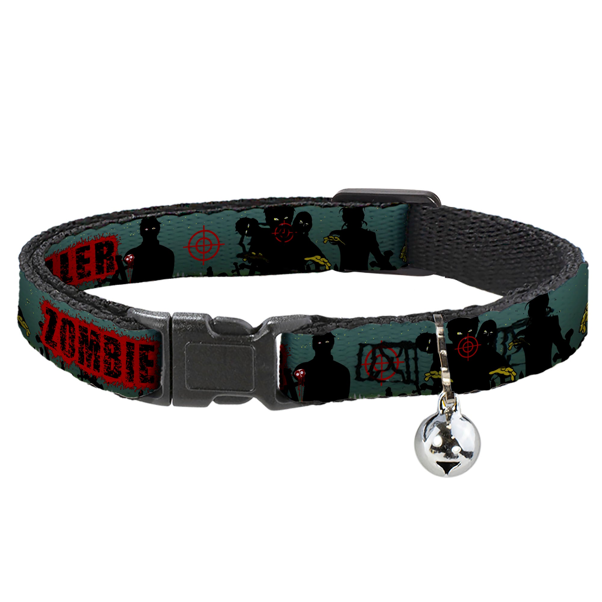 Cat Collar Breakaway - ZOMBIE KILLER Zombie March Green Red Black Breakaway Cat Collars Buckle-Down