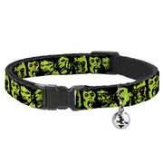 Cat Collar Breakaway - Zombie Expressions Black Green Red Breakaway Cat Collars Buckle-Down