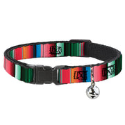 Cat Collar Breakaway - Zarape5 Vertical Multi Color Stripe Breakaway Cat Collars Buckle-Down