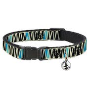 Cat Collar Breakaway - Zig Zag Doodle Cream Black Blues Breakaway Cat Collars Buckle-Down