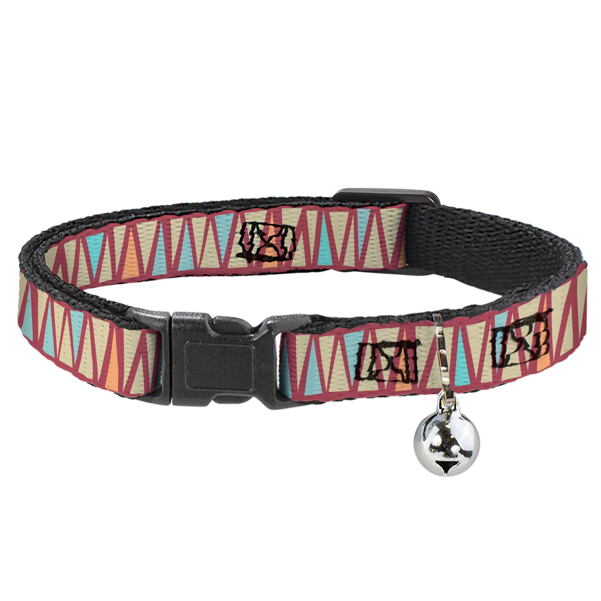 Cat Collar Breakaway - Zig Zag Doodle Red Tan Blues Orange Breakaway Cat Collars Buckle-Down