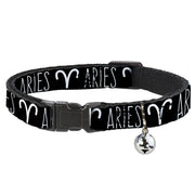 Cat Collar Breakaway - Zodiac ARIES Symbol Black White Breakaway Cat Collars Buckle-Down