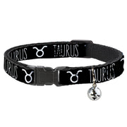 Cat Collar Breakaway - Zodiac TAURUS Symbol Black White Breakaway Cat Collars Buckle-Down